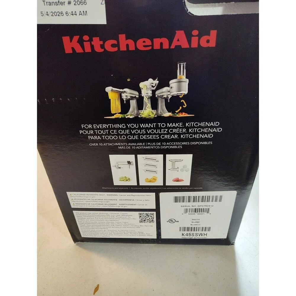 KitchenAid Classic Series K455 4.5 Quart Tilt-Head Stand Mixer - White 858